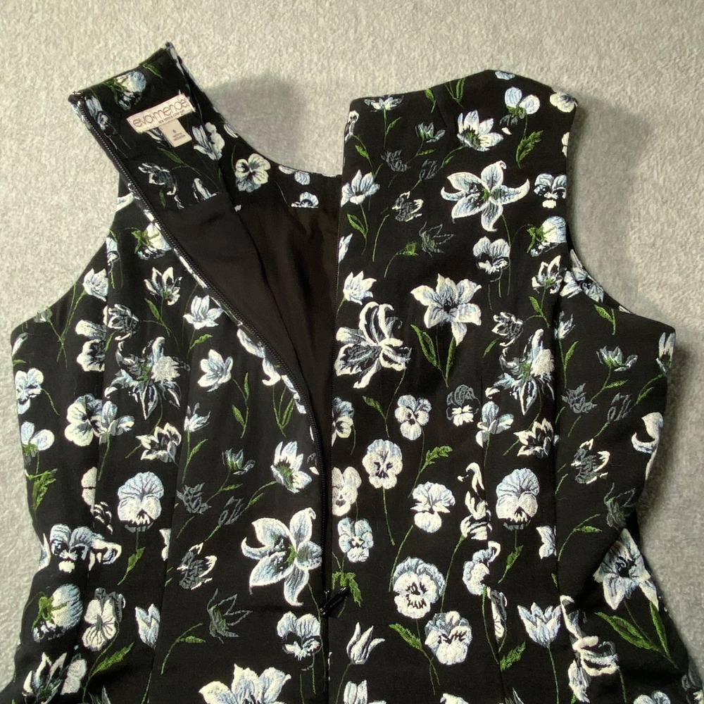 Eva Mendes Dress Women 6 Black Floral Jacquard Fit Flare Cocktail New York Co - Picture 5 of 9